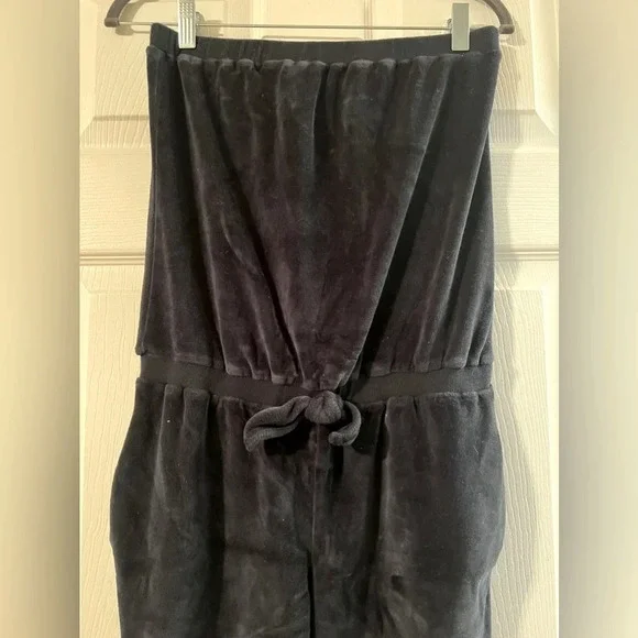 Marc By Marc Jacobs Swimwear Womens Velour Cropped Strapless Black Jumpsuit Sz S - Picture 2 of 6